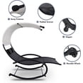 thumbnail image 3 of SUNCREAT Outdoor Double Chaise Lounge Chair with Canopy & Wheels & Headrest Pillows, Black, 3 of 9