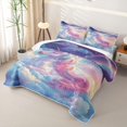 thumbnail image 3 of Metsweet Dreamy Princess Unicorn Twin Quilt Set, Watercolor Rainbow Twin Coverlet Set, Blue Pink, 3 of 7