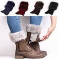 thumbnail image 4 of HLONK Women Autumn Winter Furry Ribbed Boot Cuffs Boot Toppers Leg Warmers Coffee, 4 of 8