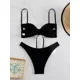 thumbnail image 5 of Trajes baño divididos piezas para mujer, conjunto Bikinis con cuello Halter, traje baño flores 3D, trajes, 5 of 5