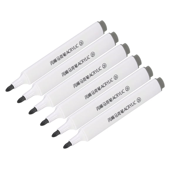 Uxcell Acrylic Paint Marker Pens 6Pcs Acrylic Paint Pens Waterproof Paint Art Marker Pen Water Based Paint Pen for DIY Craft Dark Gray