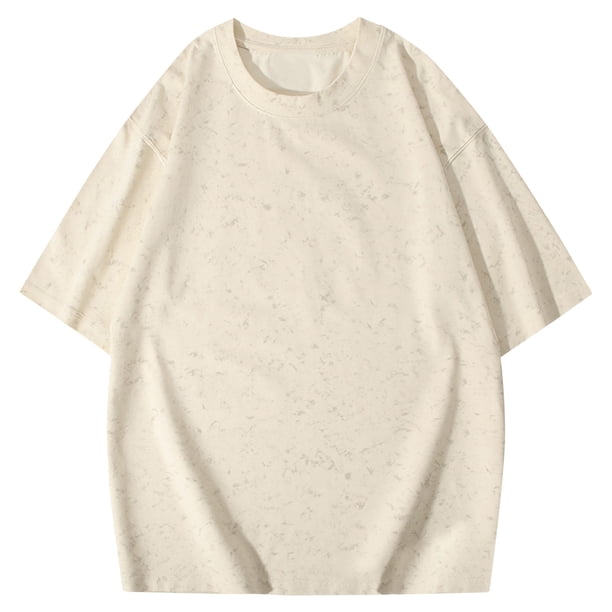 Blusas y camisas de manga corta con cuello redondo para hombre, blusas/camisetas casuales de verano a la moda de color liso con cuello redondo para hombre.