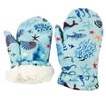 thumbnail image 3 of SDJMa - Traje de invierno con guantes y gorro de terciopelo, impermeable, cálido y estampado para bebés y niñas, 3 of 3