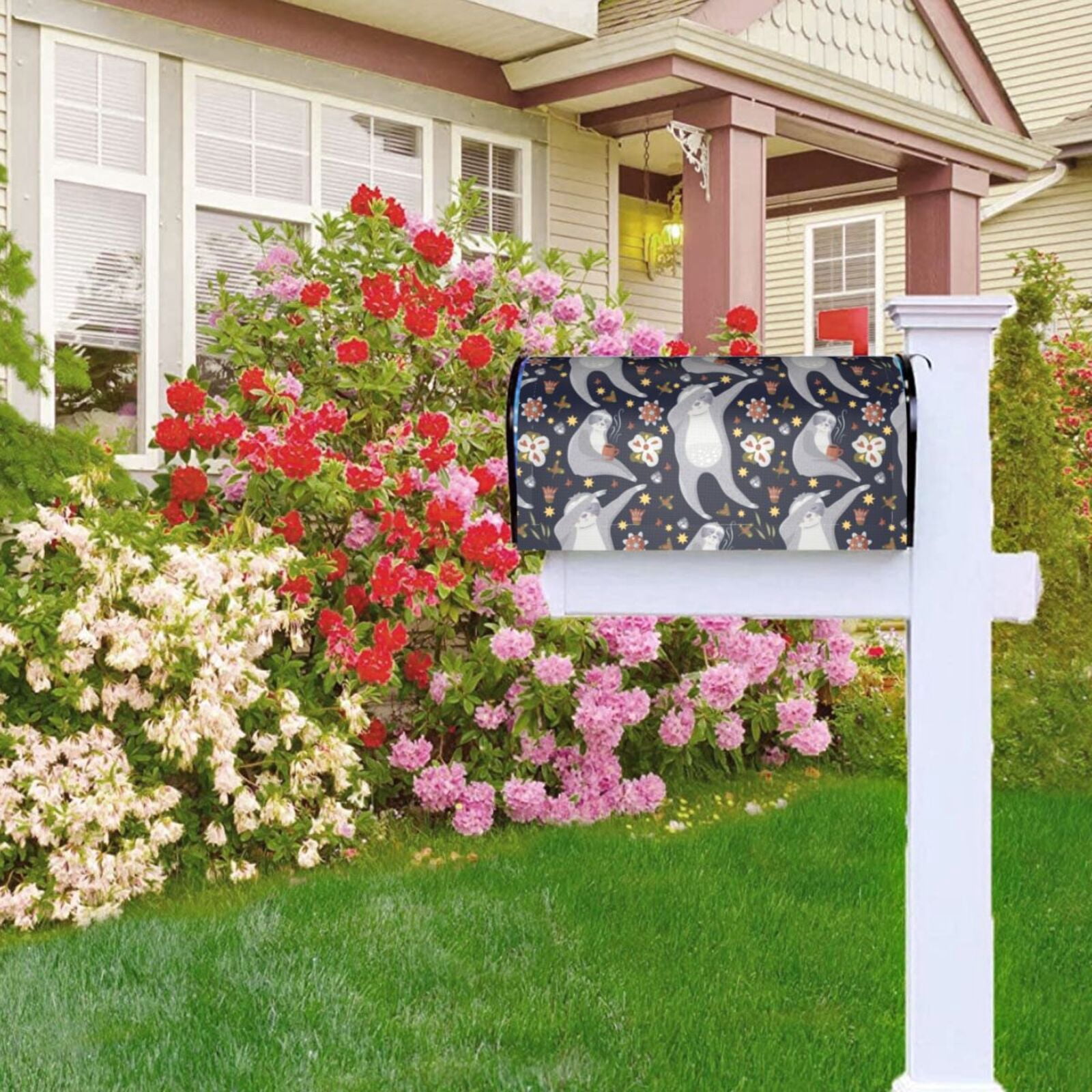 Logiee Sloths Dancing Print Post Letter Box Wrap Decor, Mailbox Cover Suitable for Standard Mailbox and Large Size Mailbox,Outdoor Yard Decoration-21x18 in