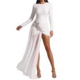 thumbnail image 1 of Vestido de noche BELLA BARNETT White Diamond de manga larga para mujer, 1 of 5