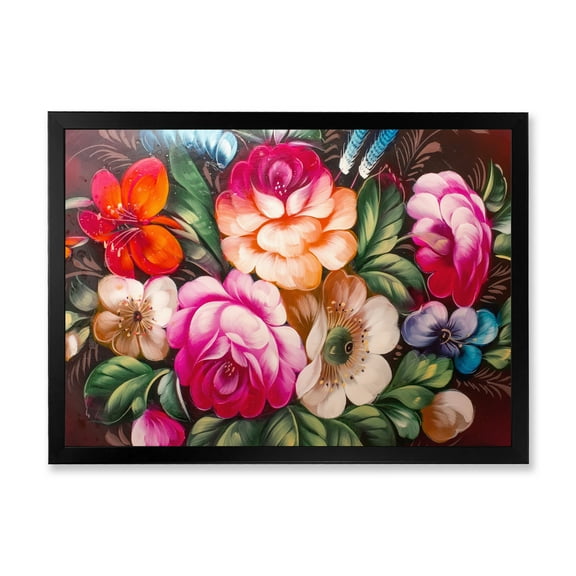 Designart 'Vintage VIbrant Yellow and Red Flower Still Life III' Traditional Framed Art Print