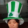 thumbnail image 4 of Ireland Lucky Clover Hat Green Stovepipe Masquerade Shamrock Top Hat Dress Up, 4 of 11