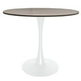 thumbnail image 3 of LeisureMod Round Dining Table Modern 36" MDF Wood Tabletop with White Steel Pedestal Base for Kitchen and Living Room Bristol Series in Dark Walnut, 3 of 5