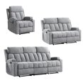 thumbnail image 2 of Bonzy Home 3 Pieces Recliner Sofa Furniture Set, Manual Recliner with Massage and Heat, Loveseat Recliner Chair and 3 Seat Reclining Couch Set for Living Room, Light Gray(Recliner+Loveseat+Sofa), 2 of 5
