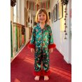 thumbnail image 4 of RUINIXCW Kids Toddler Baby Girl Christmas Silk Stain Pajamas Set Spring Fall Winter PJS Sleepwear Long Sleeve Button Down Collar Shirt Tops Pants Set, 4 of 10