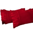 thumbnail image 2 of 2 Piece Vintage Ruffle Pattern Solid Red Pillow Shams, (Queen 20X30 Pillow Cover), 100% Egyptian Cotton, 800 Thread Count, Queen Size, 2 of 3