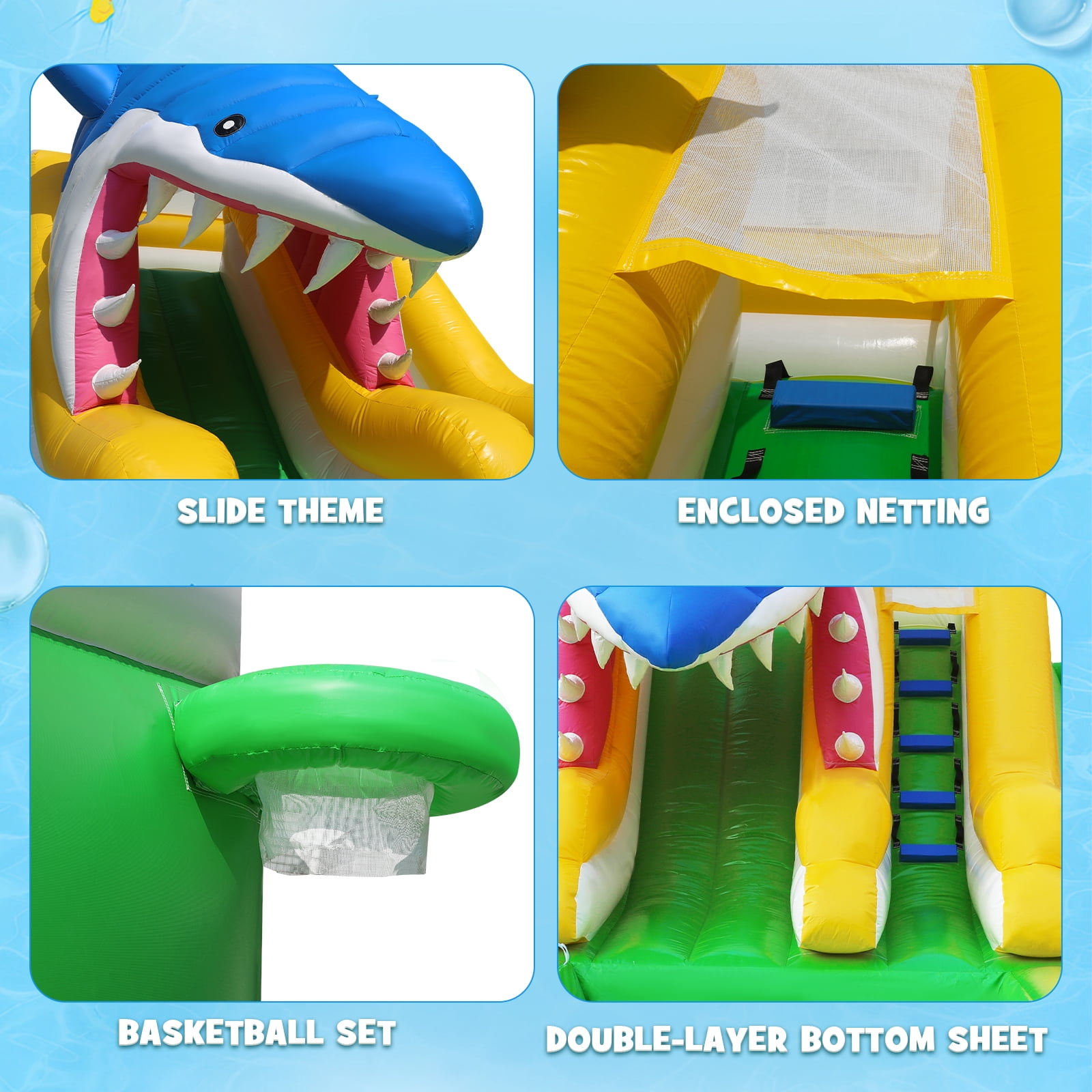 Esheno Commercial Water Slide 25ft Long Inflatable with 10.5㎡ Pool 0.6mm PVC for Backyard Parties Summer Fun