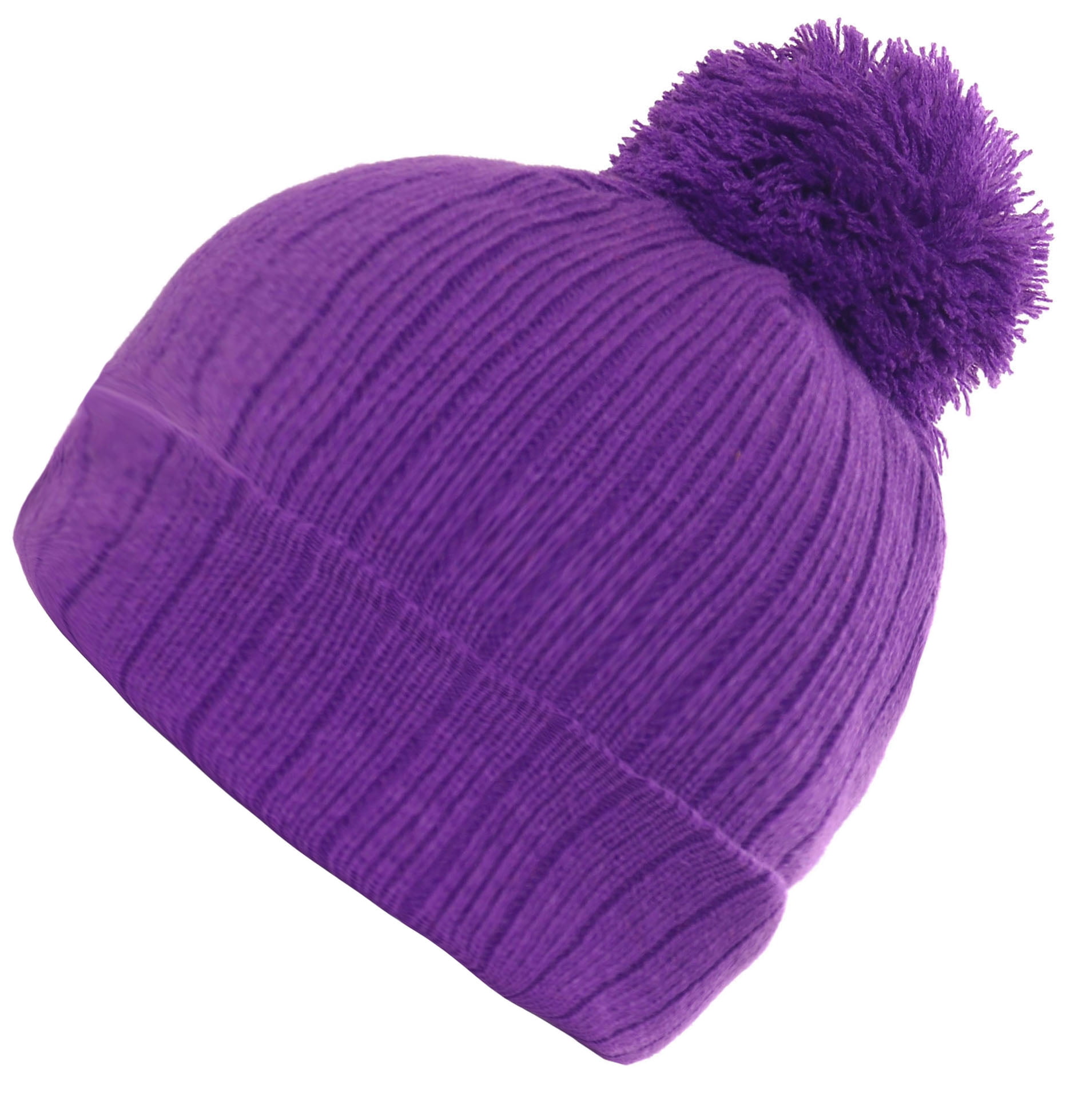 Simplicity Unisex Winter Beanie Hats with Pom, 100 Acrylic, Purple