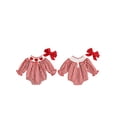 thumbnail image 2 of Gupgi Grenouillère Cœur pour Bébé Filles 0M 3M 6M 12M 18M Manches Longues Imprimé Rayures Rouges avec Bandeau, 2 of 9