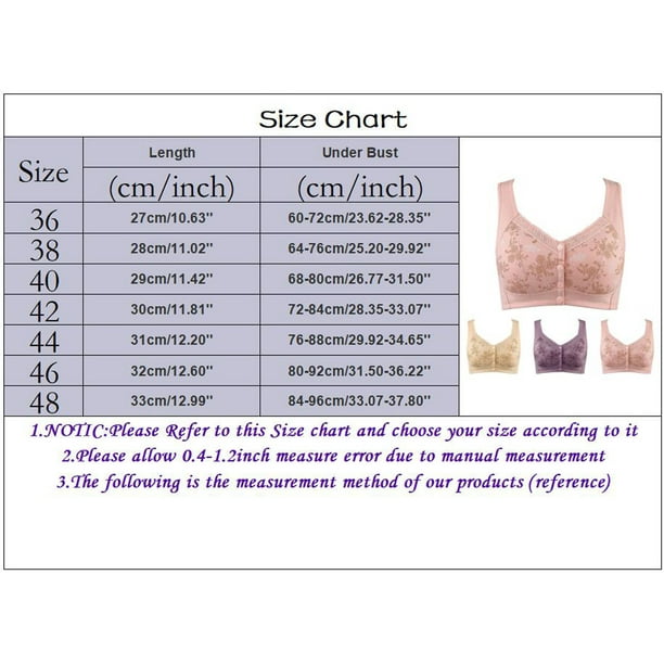 nsendm Female Underwear Adult Womens Bras Comfortable Front Closure Women's  Comfortable Large Size Front Open Button Middle and Old Age Work Out(Rose