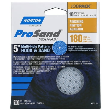 Norton Abrasives Hook-and-Loop Sanding Disc,5 in Dia,PK10 07660703219