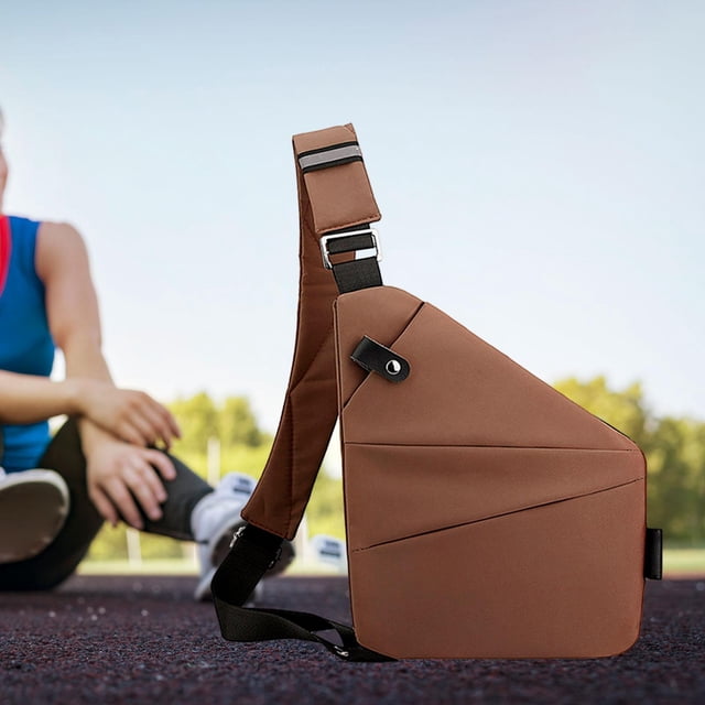 Bolso bandolera para hombre, mochila de hombro, bolso de utilidad, bolso cruzado informal, bolso de pecho para deportes, acampada, entrenamiento, send Café a la izquierda
