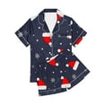 thumbnail image 3 of VBTAPA Women's Christmas Pajamas Sets Cute Xmas Print Button Down Shirts and Shorts 2 Piece Loungewear Set Novelty Holiday Sleepwear Short Sleeve Lounge Pjs Sets Navy S, 3 of 6
