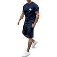thumbnail image 2 of LEKDFST Men's 2 Piece Short Sets Graphic Print Short Sleeve T Shirts and Drawstring Shorts Clothing Set Navy XS, 2 of 5