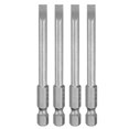 thumbnail image 1 of Uxcell 4pcs SL5 Puntas de Destornillador Ranurado 5mm Punta Ranurada Vástago Hexagonal de 1/4" Longitud de 75mm (3") Cabeza Plana Magnética Brocas de Acero S2 Destornillador Industrial, 1 of 7