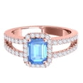 thumbnail image 2 of Mauli Jewels Rings for Women 2.77 Carat Diamond and Emerald Shaped Blue Topaz Ring prong 10K Rose Gold, 2 of 7