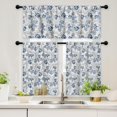 thumbnail image 1 of Kitchen Valance Curtains Sets, Sheer Kitchen Curtains, Short Half Curtains for Kitchen Windows, Blue Grey Modern Floral Kitchen Curtains Valance for Cafe Living Room Window Decor, Floral, 1 of 5