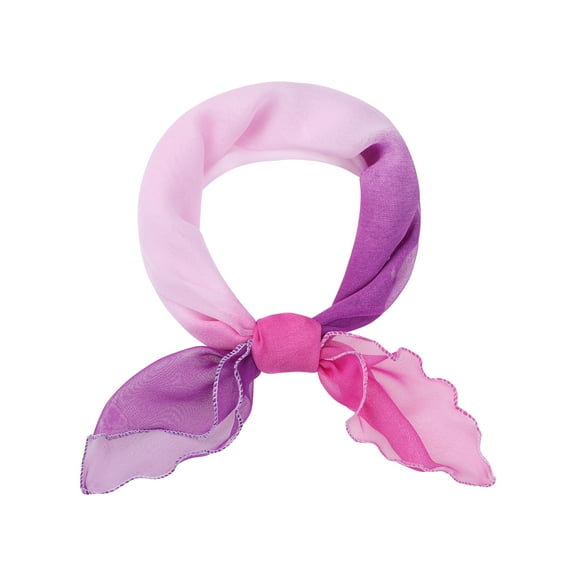 INSPIRE CHIC Women Gradient Color Chiffon Small Square Scarf, Colorful Lightweight Soft Sheer Ruffle Scarves Neckerchief 23.6x23.6" Purple Pink