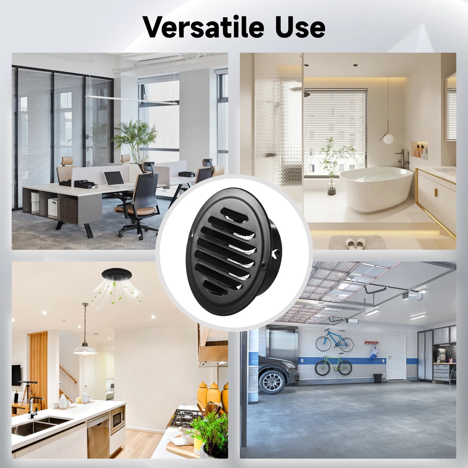 4 Pcs 4 Inch Black Soffit Vent, Stainless Steel Louver Exhaust Vent with Screen Mesh, Weatherproof Air Vent Cover for Bathroom, Kitchen, Office Ventilation
