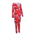 thumbnail image 4 of Pyjama Femme Imprimé de Noël Combinaison à Capuche en Flanelle avec Fermeture Éclair, 4 of 7