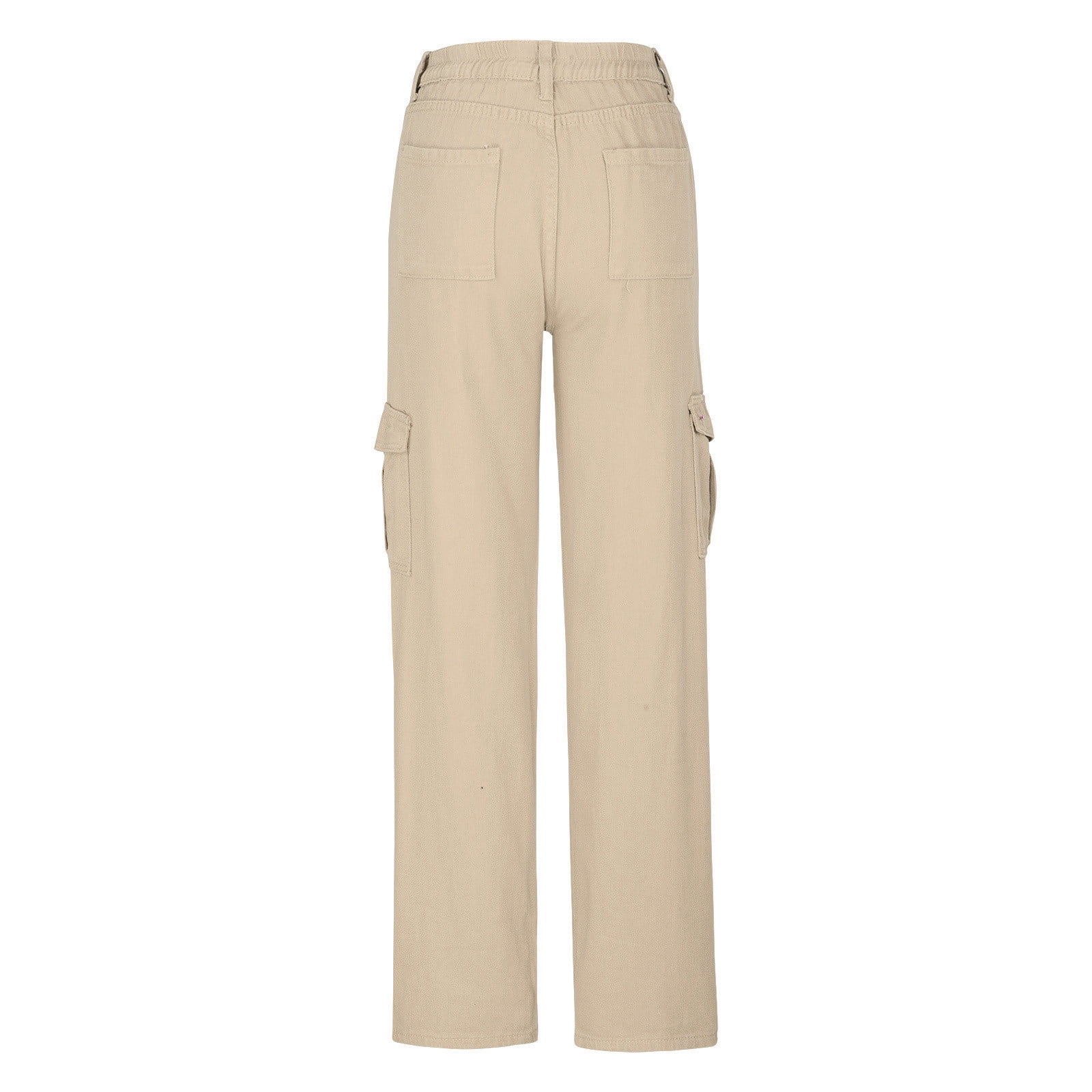 Cargo Pants for Women Solid Full Length Pants Straight Versatile Flat Front Cargo Pants,Khaki - image 5