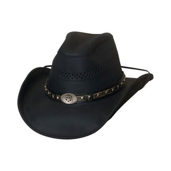 Bullhide Get On Leather Hat Black Mediun