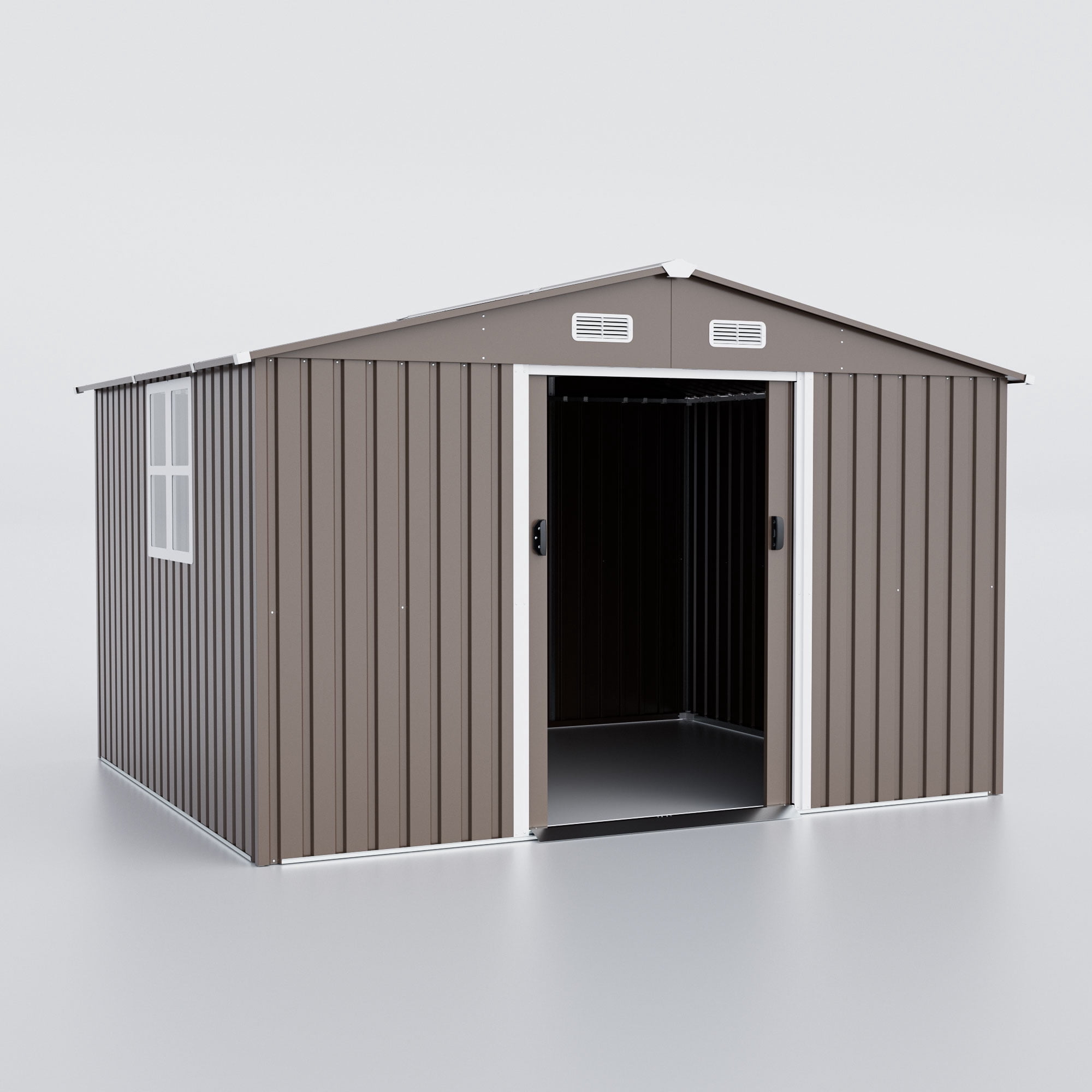 Gotland 10 x 8 FT Metal Tool Storage Shed - Waterproof Outdoor Shed with Lockable Sliding Door & Air Vents for Garden/Backyard