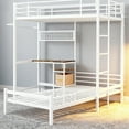 thumbnail image 5 of Toauuo Twin Over Twin L-Shaped Metal Bunk Bed - With Desk Station, Storage Shelves & Drawers, Safety Guardrail & Ladder for Teens, 5 of 8