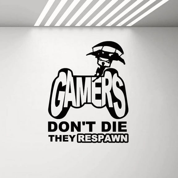 Gamer Wall Decal Dont Die They Respawn Game Quote Wall Stickers Home Decor Vinyl Decals for Boys Kids Rooms 42x53cm