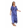 thumbnail image 5 of Beautybatik Dark blue Women Hippie Tie Dye Caftan Kaftan Loungewear Maxi Plus Size Long Dress 4X, 5 of 6