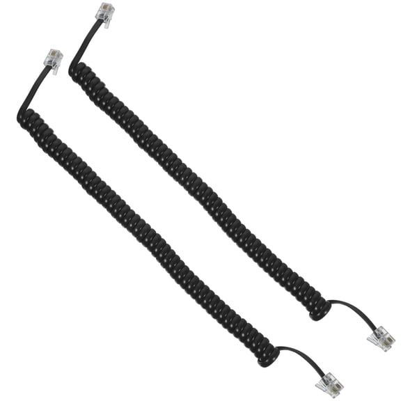 IBASETOY 2Pcs Phone Cables for Landline Black Coiled Telephone Cord Soft and Resistant to Knotting