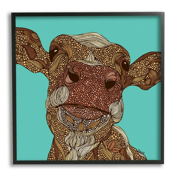 Stupell Industries Bold Calf Cow Intricate Inner Stripe Patterns Graphic Art Black Framed Art Print Wall Art, Design by Valentina Harper