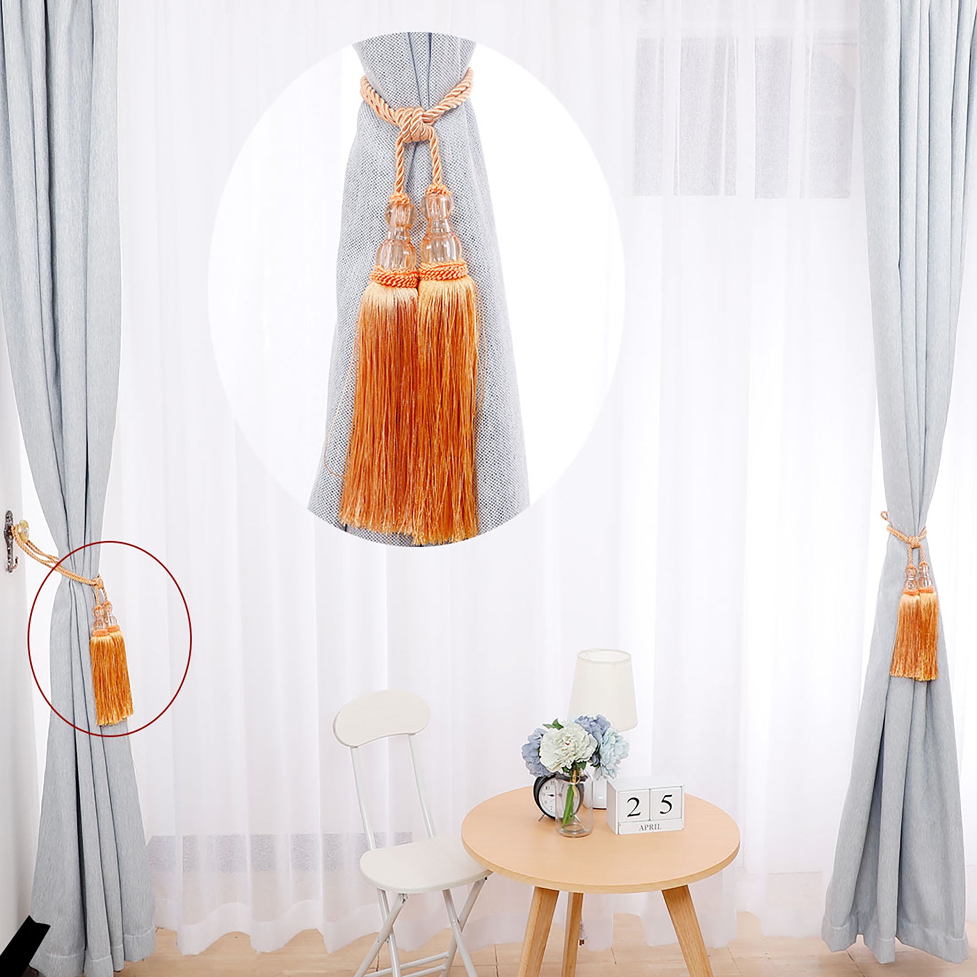 Curtain Tiebacks 25.6 Inch Window Curtain Buckle Tiebacks Clips Holder