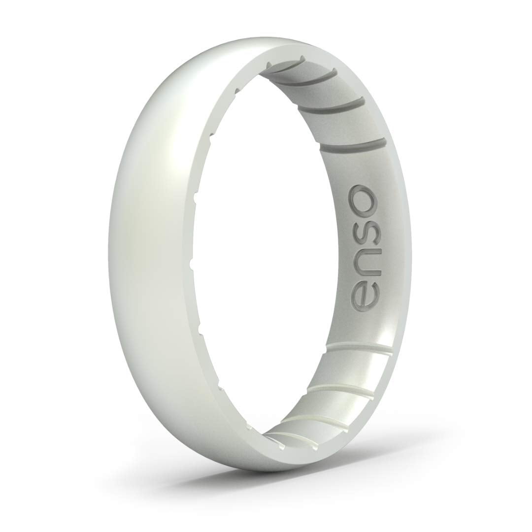 Enso Rings Thin Elements Silicone Ring Infused with Precious Elements Stackable Wedding Engagement Band 43mm Wide 175mm Thick Pearl 3 Walmart
