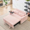 thumbnail image 3 of Corduroy Pull-out and Push-in Sofa with Dual Functions,Convertible Sofa Bed with a Movable Tabletop and USB Ports,Adjustable Backrest Couch Bed for Living Room ,Bedroom and Guest Room,Pink, 3 of 7