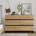 thumbnail image 1 of WAMPAT Commode à 6 Tiroirs avec Base en Métal, Coffre Moderne en Bois pour Chambre, Salon et Entrée, Chêne, 1 of 8