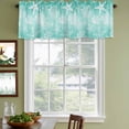 thumbnail image 4 of Teal Ombre Coastal Valances for Windows, Decorative Rod Pocket Window Valance Curtains, Nautical Beach Starfish Coral Summer Short Curtain Drapes for Kitchen/Living Room, 2 Panels, 42" W x 18" L, 4 of 8