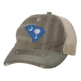 thumbnail image 2 of South Carolina Cap - Distressed State Flag Design - Vintage Palmetto State Trucker Strapback Hat (Brown), 2 of 7