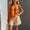 Orange, variant on Morttic Women's Beach Vacation 2 Piece Set – Solid Color Sleeveless Round Neck Top & Striped Elastic Waist Shorts Casual Outfit Orange,S