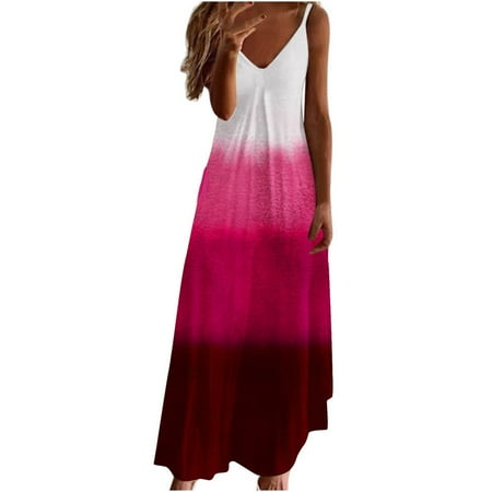 

Red Dress Valentines Dress for Women Women s Fashion Casual Summer Pocket Sleeveless Lace Print V-Neck Dress on Clearance Maternity Dress for Photoshoot Homecoming Dresses Pink L