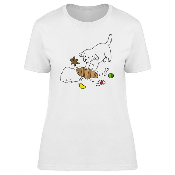 Happy Day Dog Digging T-Shirt Women -Image by Shutterstock, Female Large