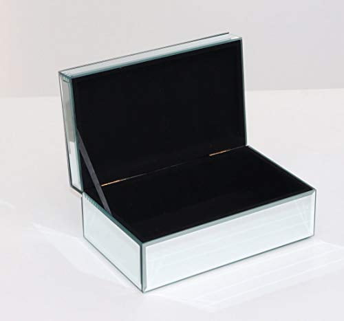 qmdecor Silver Crushed Diamond Storage Jewelry Box Luxury high Grade Glass Mirrored Jewelry Boxes for Women