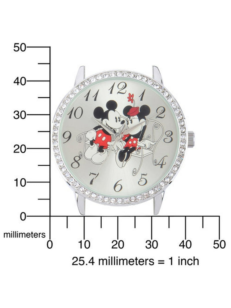 Mickey and Minnie Mouse Women's Silver Alloy Watch With Glitz