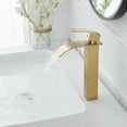 thumbnail image 4 of Waterfall Single Hole Single Handle Modern Bathroom Vessel Sink Faucet With Metal Drain in Brushed Gold, 4 of 12