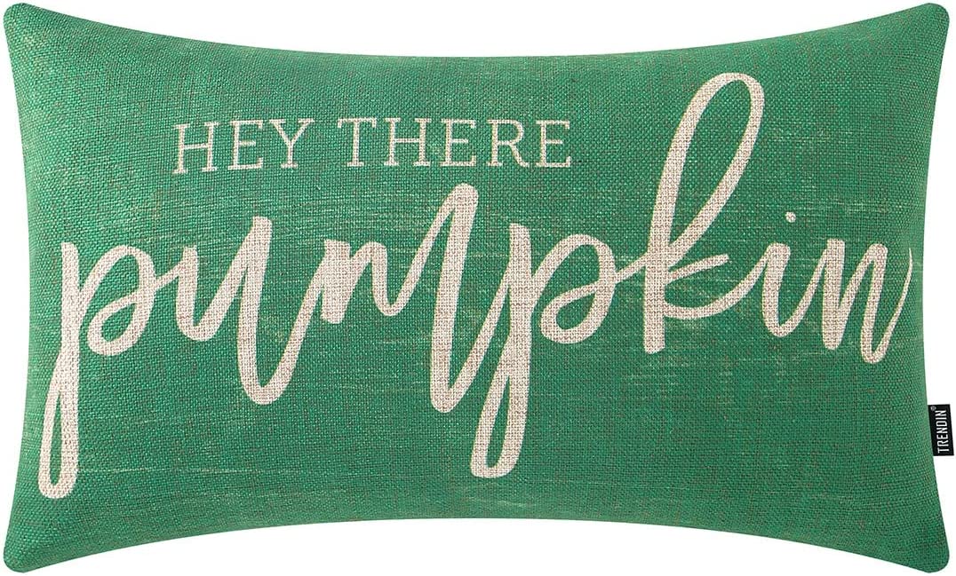 TRENDIN Fall Pillow Cover 12x20 inches Pumpkins Fall Decor Hey There